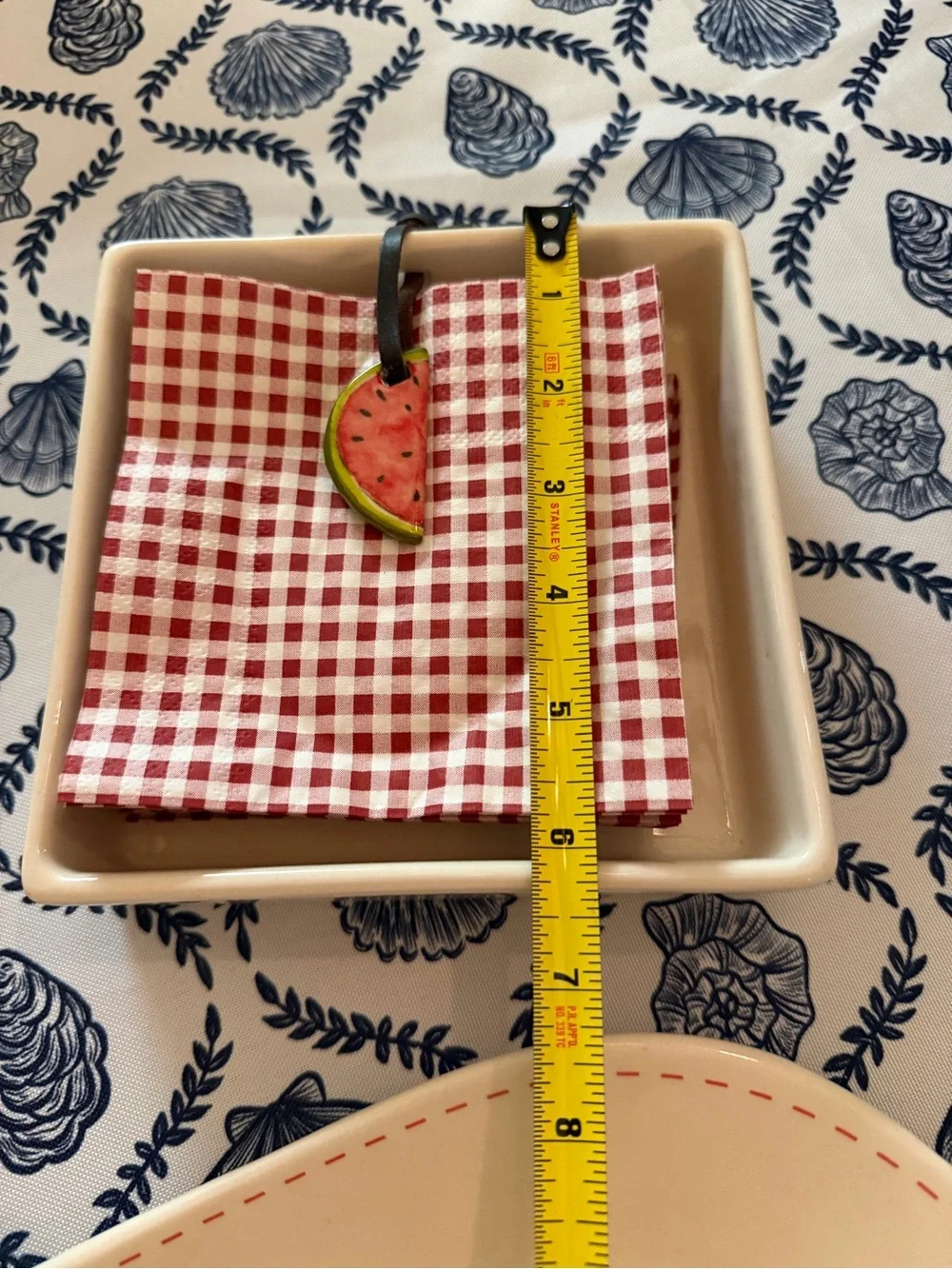 Rae Dunn Watermelon Ceramic Serving Platter Oval Plate Dish Set Napkin Holder